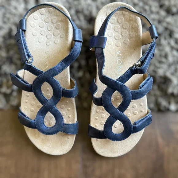 VIONIC Jodie Blue Leather Strappy Sandals Size 6 Women - Picture 2 of 12